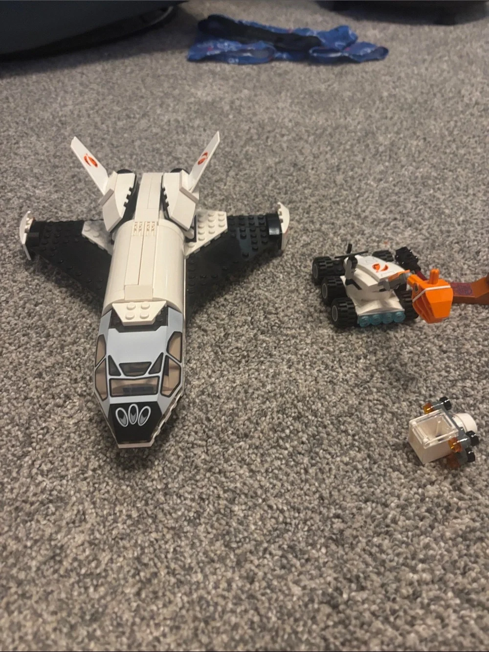 Lego White and Black Space Shuttle with Orange Accent